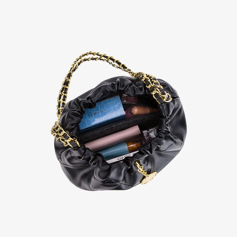 Lui Stijl Grote Capaciteit Emmer Tas, Nieuwe Zomerse Dames Onderarm Vuilniszak, Lichte Luxe Diamant Raster Ketting Tote Bag