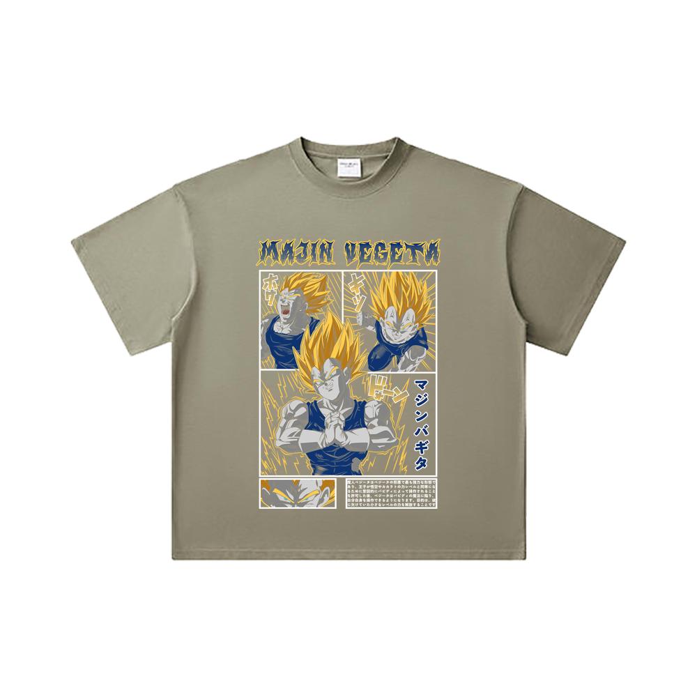 260 GSM Double Yarn 32 Count 100% Cotton Dragon Ball V45 Majin Vegeta Print Unisex Heavy Cotton T Shirt