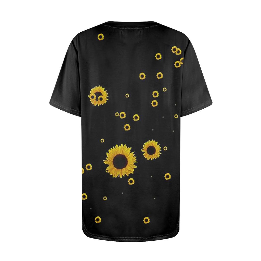 T-skjorter for kvinner Plisserte rundhals Dressy Uformelle bluser Utskrift Kortermet sommeroverdel Loose Fit