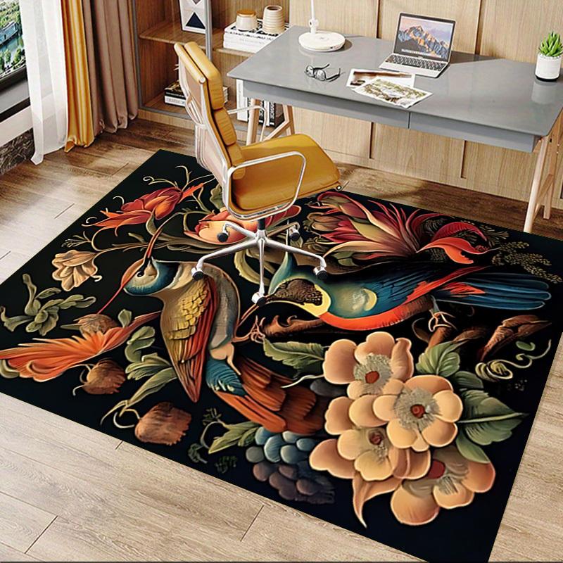 1pc bird flowers Carpet Anti Slip Polyester Floor Mat for office.Bedroom