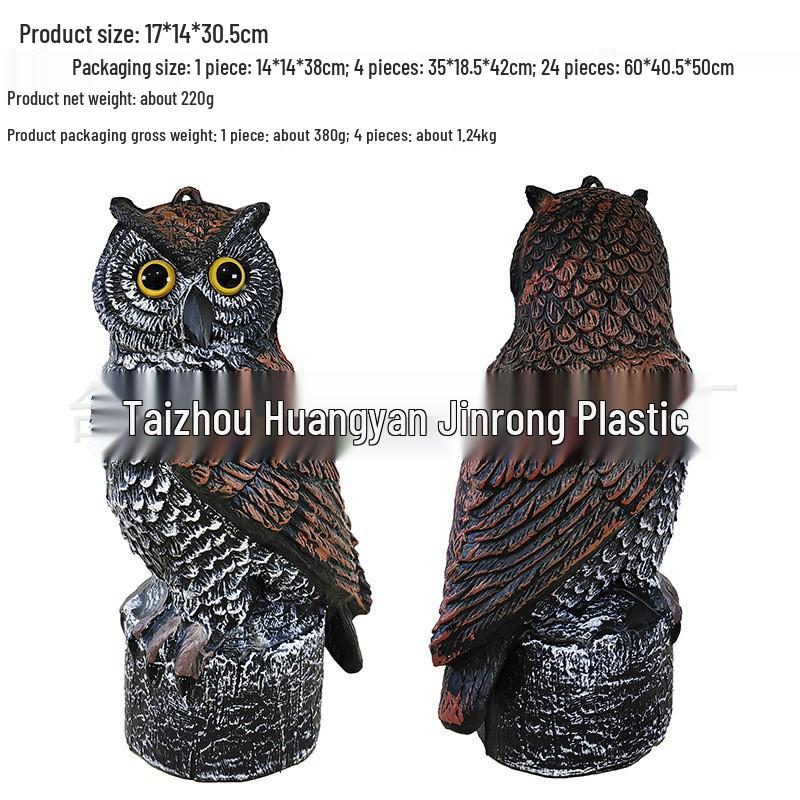 Cross-Border Owl: Outdoor Bird-Scaring, Rodent-Repelling Resin Ornament with Head Movement
