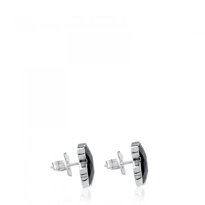 [TOUS] Silver Faceted Onyx Earrings 715433500