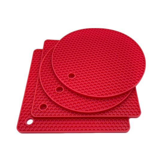 4Pcs Silicone Trivet Mats for Hot Dishes Heat Resistant Hot Pads Pot Holders Flexible Placemats Non-Slip Multi-Purpose Kitchen Tool