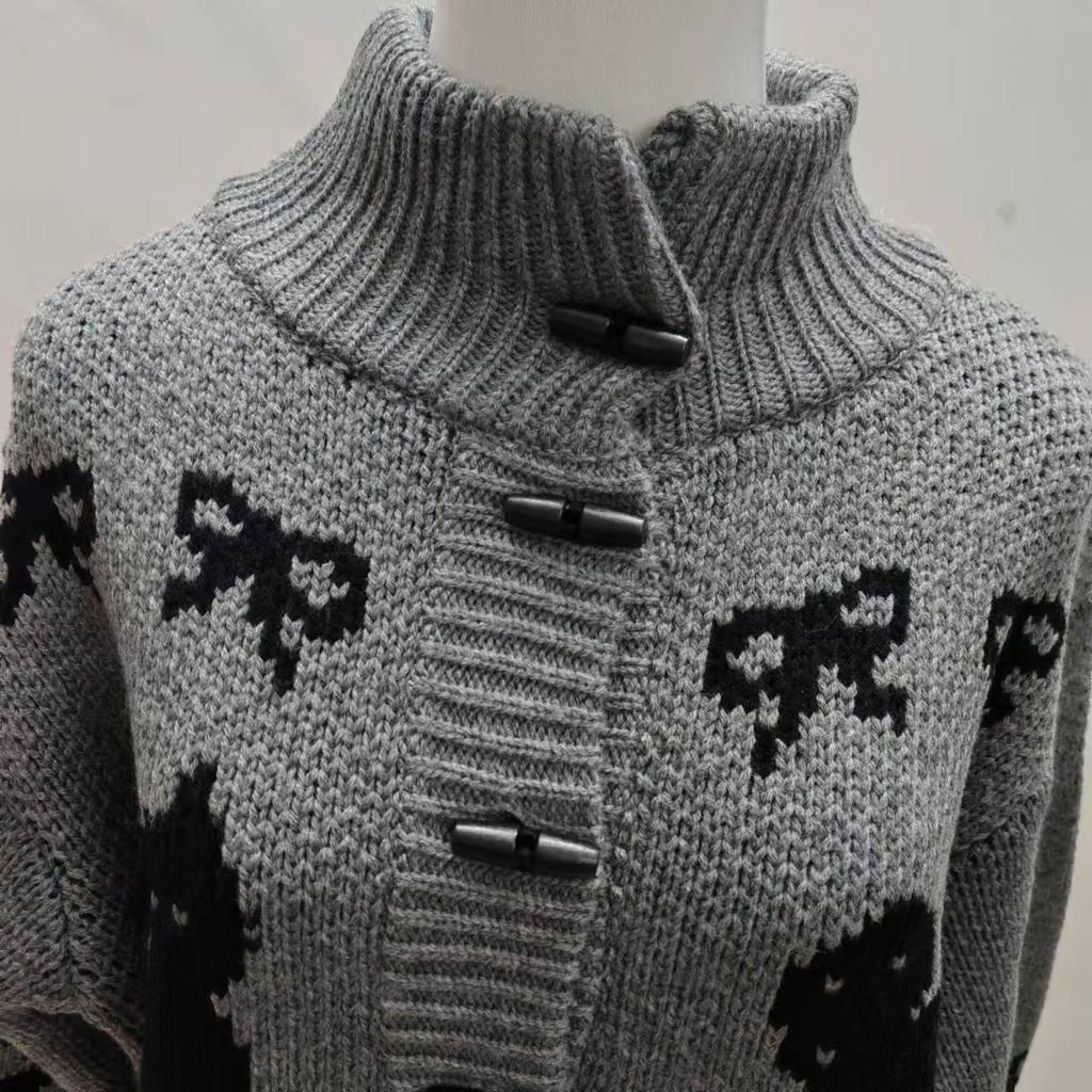 2026 Autumn/Winter Fair Isle Retro Knit Cardigan Sweater Coat