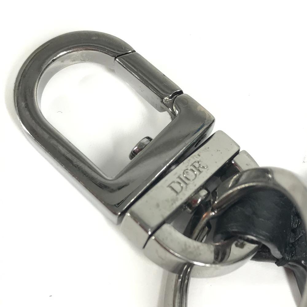 Dior CD Logo Bag Charm Key Ring Key Holder Leather Black/Silver