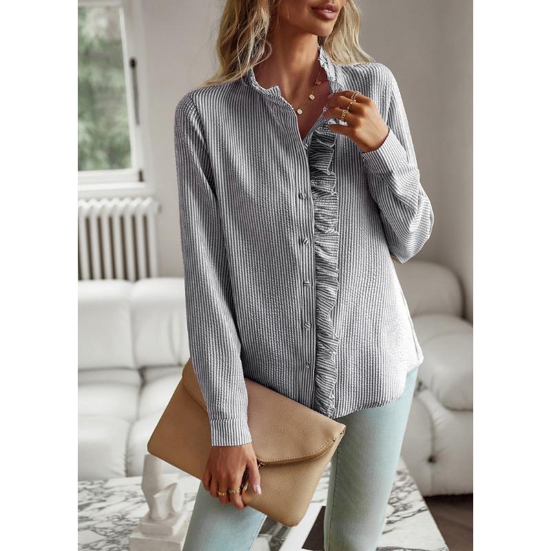 Women Long Sleeve Elegant Commuting Office Work Shirt Blouse Top