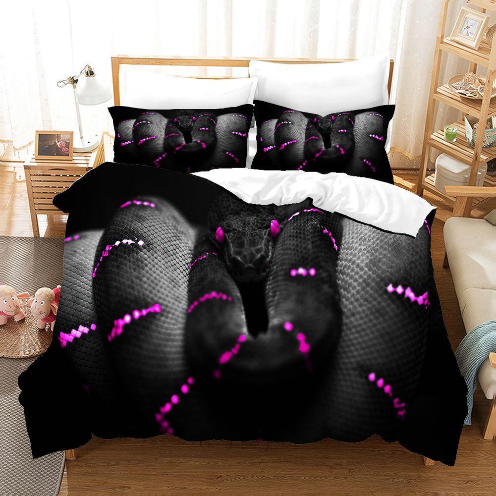 3D Snake Viper Bedding Set 2/3Pcs Gift Quilt Duvet Cover Single Double King Size
