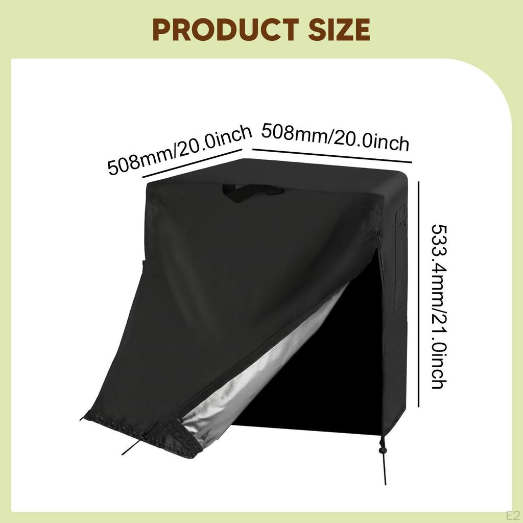 Compact Refrigerator Cover Waterproof Sun Resistant 210D Oxford Black Outdoor Upright Freezer
