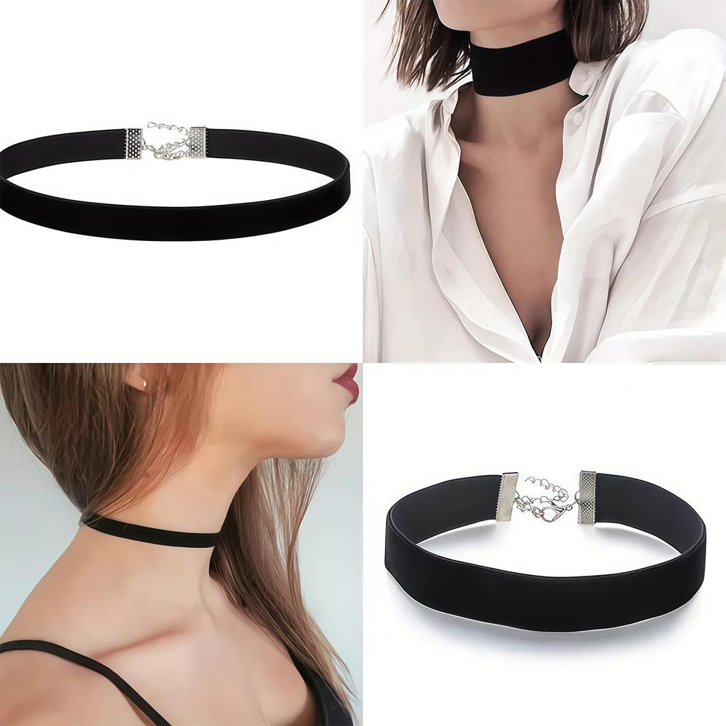 Retro Gothic Velvets Ribbon Necklace Unique Design Adjustable Length Clavicle Chain Mysterious Vintage Accessory