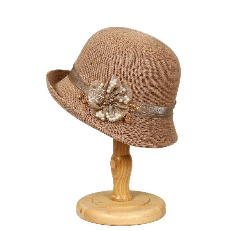 British retro crimped small edge top hat women's fashion face covering sunscreen basin hat spring and summer travel breathable sun hat