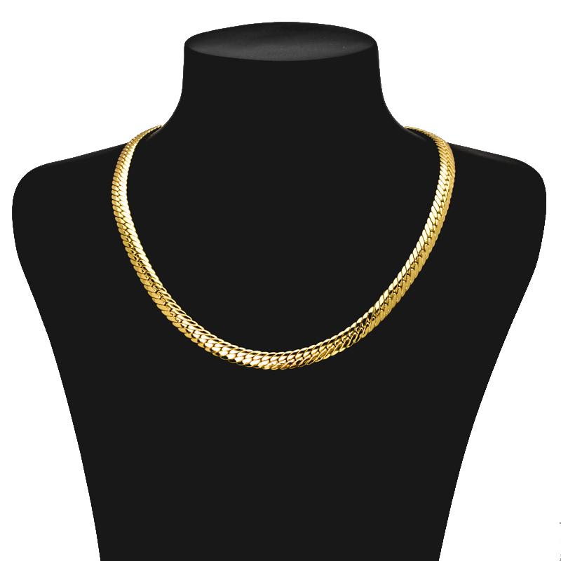 

Sunny Jewelry Fashion New Copper Necklace Snake Chains Gold Plated High Quality For Women Man Italy 750 For Daily Wear Gift 20in 50cm