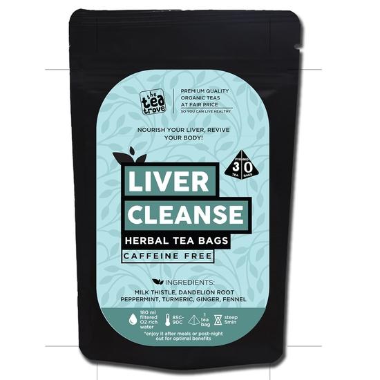 The Tea Trove Liver Cleanse Tea Bags (30 counts) – Fatty Liver Detox Herbal Tea blend of Milk Thistle& Turmeric - 60g