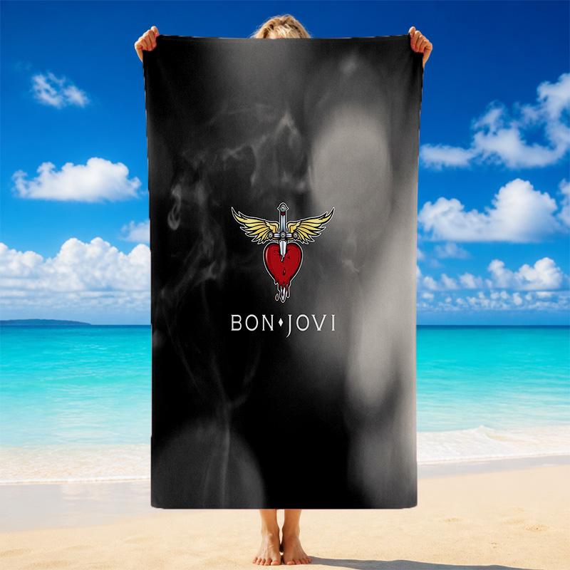 Bon Jovi Print Microfiber Beach Towel Sand?Resistant Lightweight Towel For Swimming Outdoor Travel Use