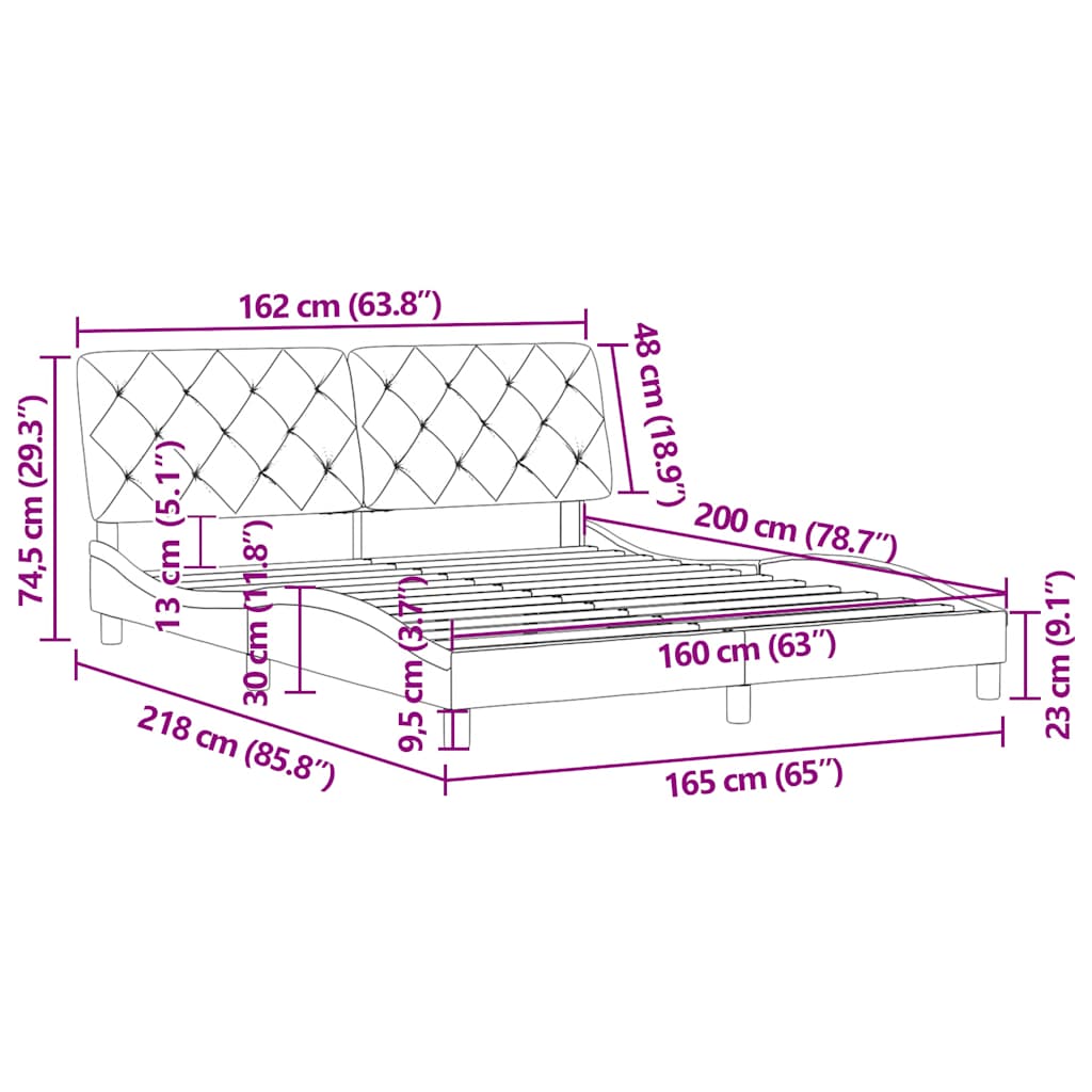 Bed Frame without Mattress Blue 160 x 200 cm Velvet