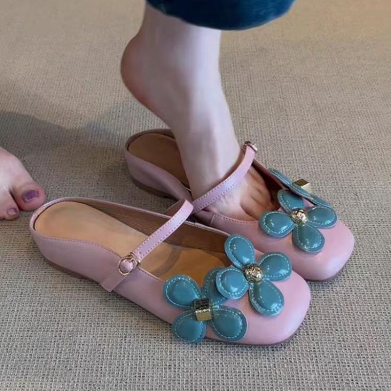 Flower Women Slippers Flats Casual Mules Shoes Women's Sandals 2025 Summer Slingback Flip Flops New Brand Slides Mujer Zapatos