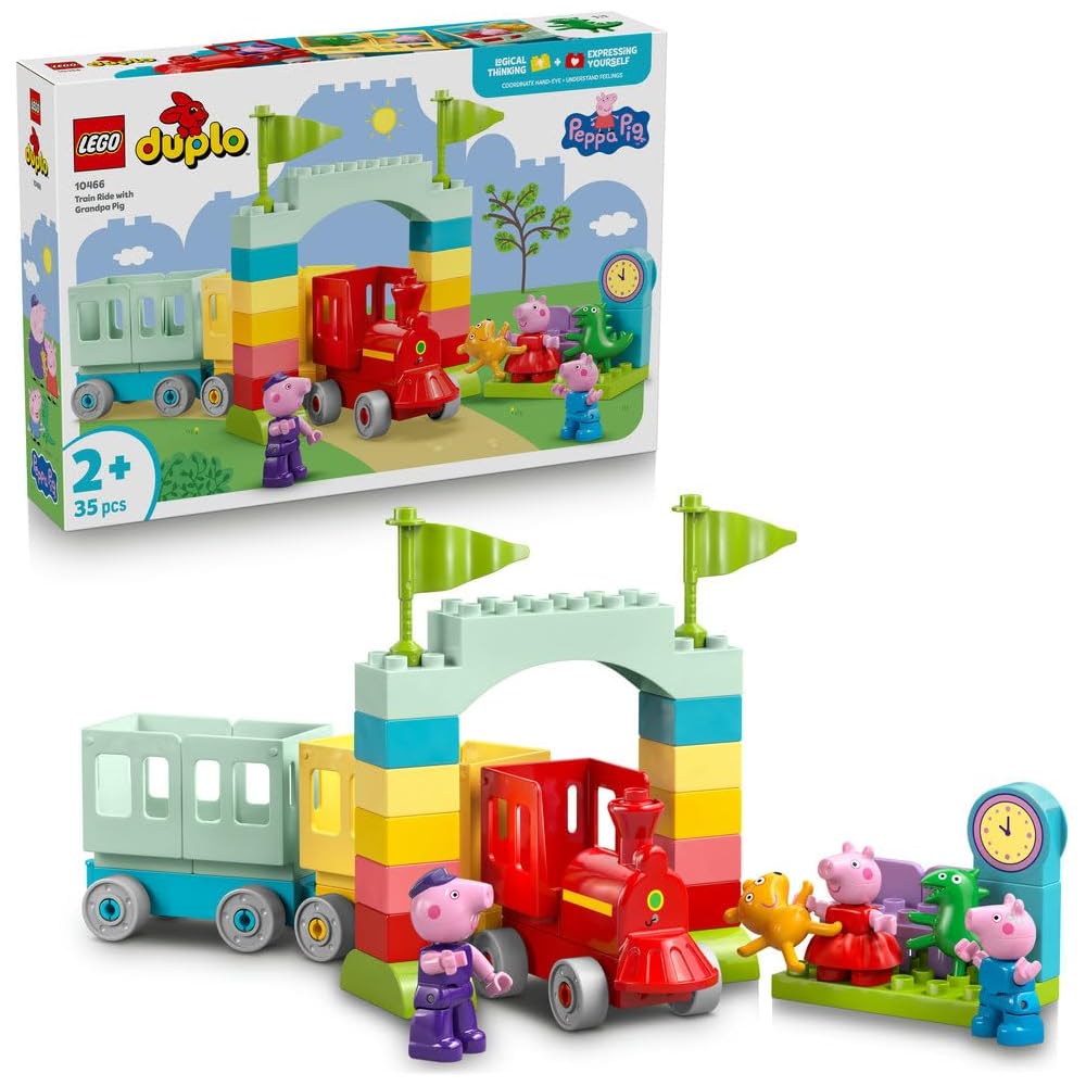 LEGO DUPLO Peppa Pig Grandpa Pig s Train Toy Set Educational Blocks for Kids Ages 1.5 to 4 Years