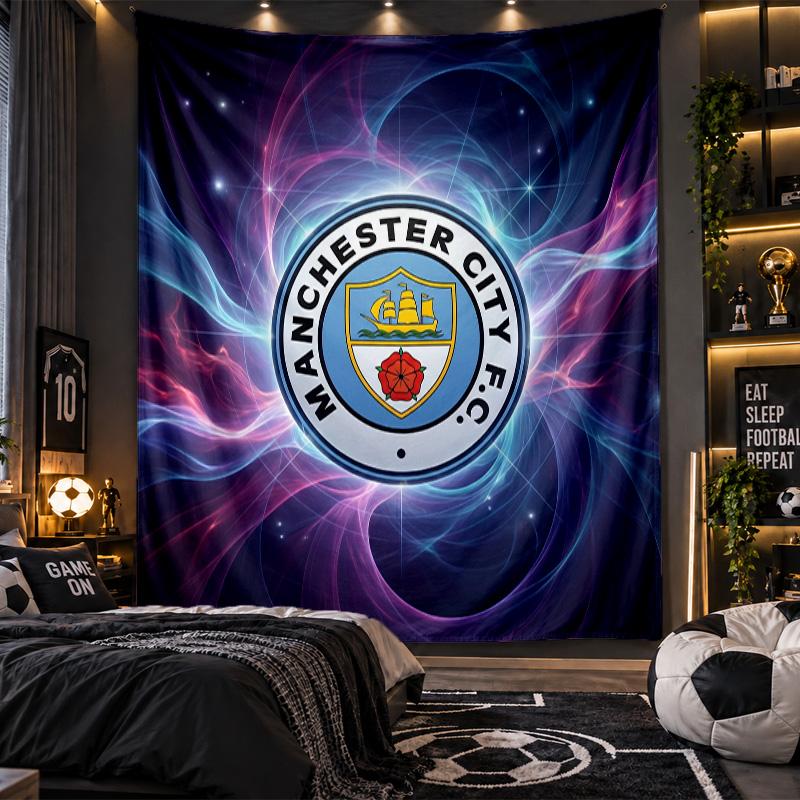 Wandbehang Wandteppich Manchester City Druck Stoff für Wohnzimmer Schlafzimmer Heimdekoration