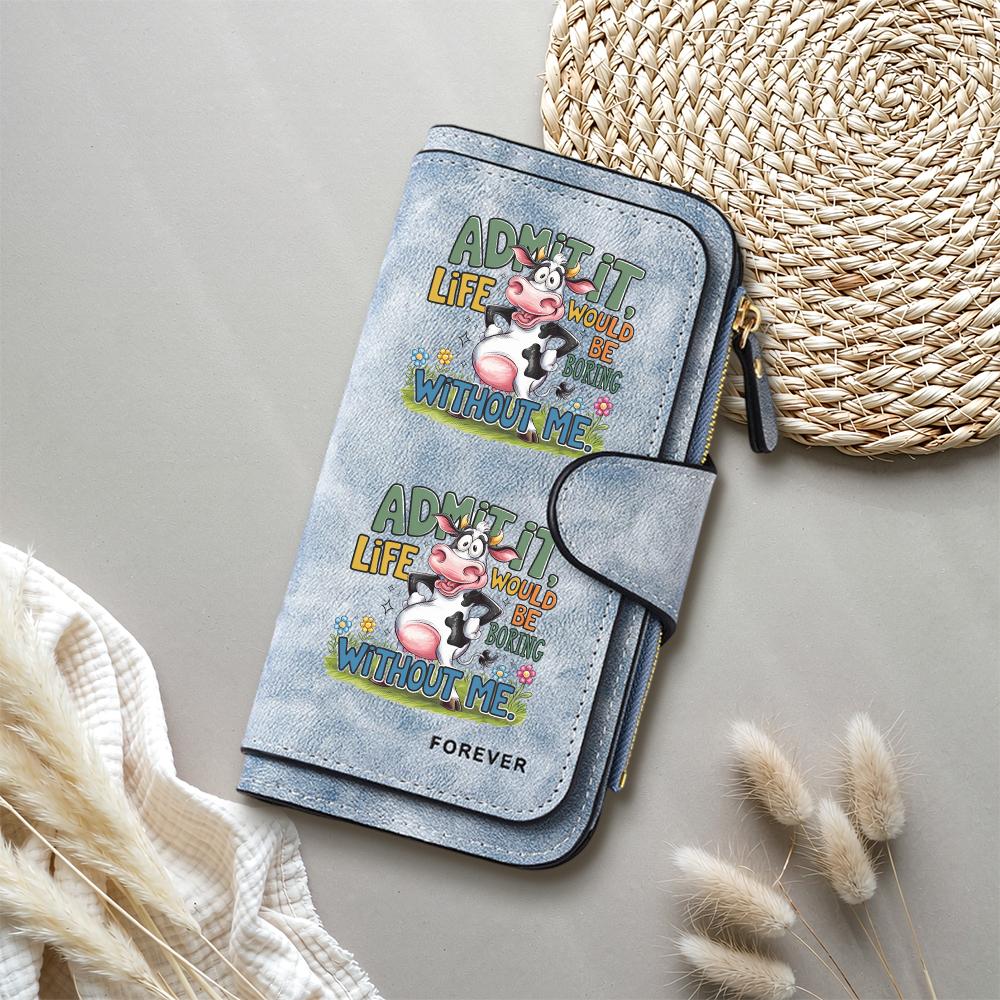Funny Cow Print Wallet Cute Leather Purse Women Long Card Holder Fashion