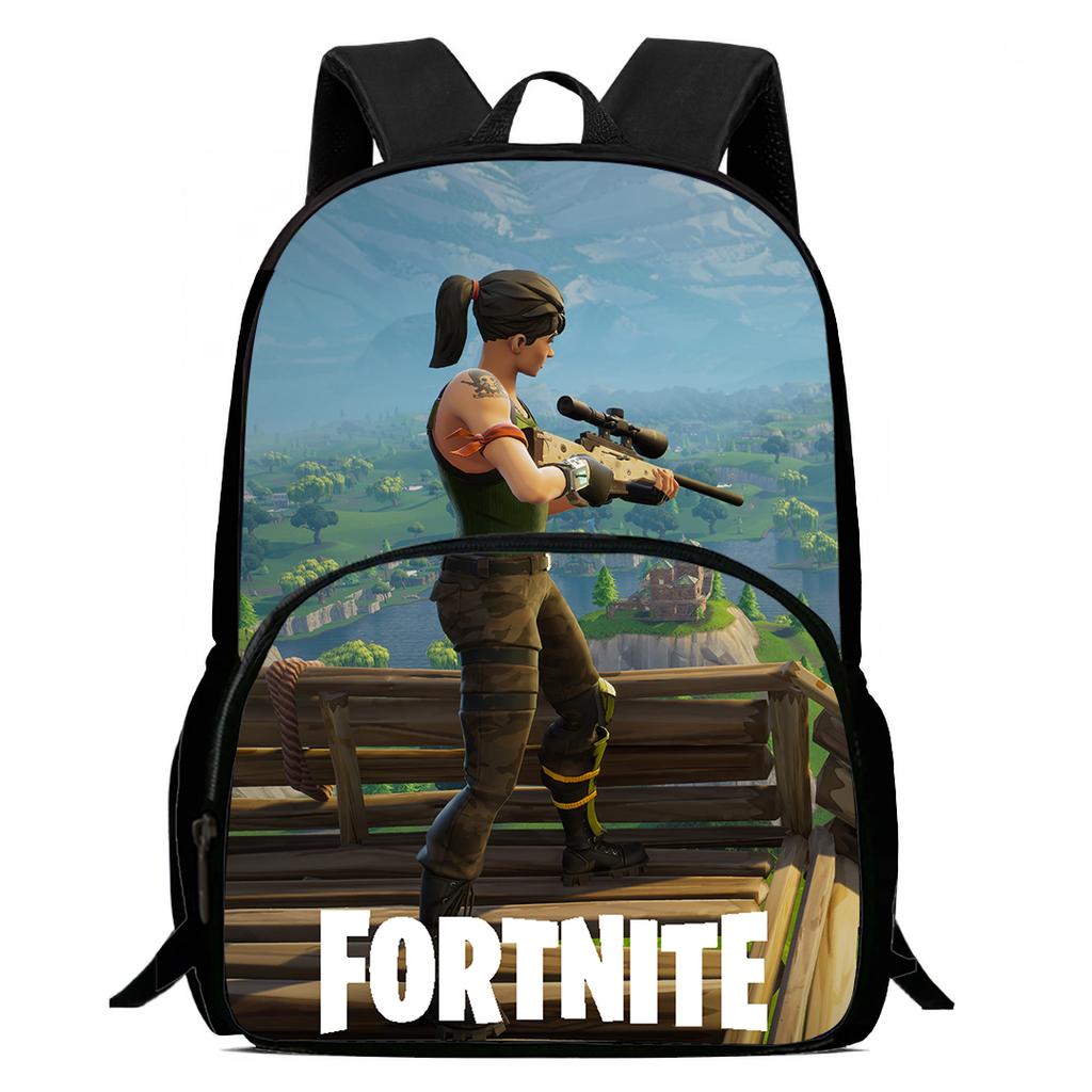 15-Inch Fortnite Cartoon Backpack with Front Pocket, Ergonomic Spine Protection Design & Padded Back Panel for Kids