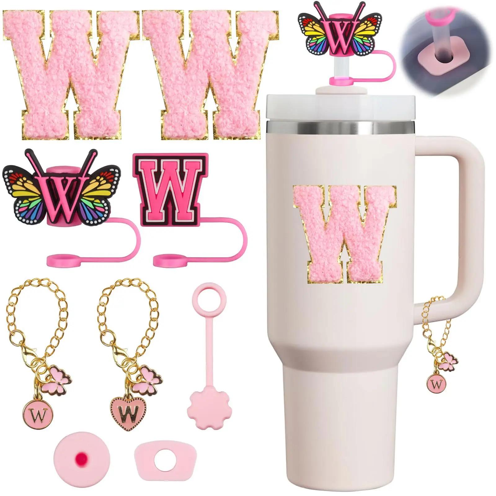 

Набор из 9 аксессуаров для Stanley Cup Proof Stopper Flowers Strawberry Cover Letter Embroidery Bottle & Cup Accessories