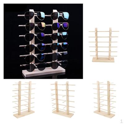 4x Wooden Display Rack For Glasses Double Row Holder Shops