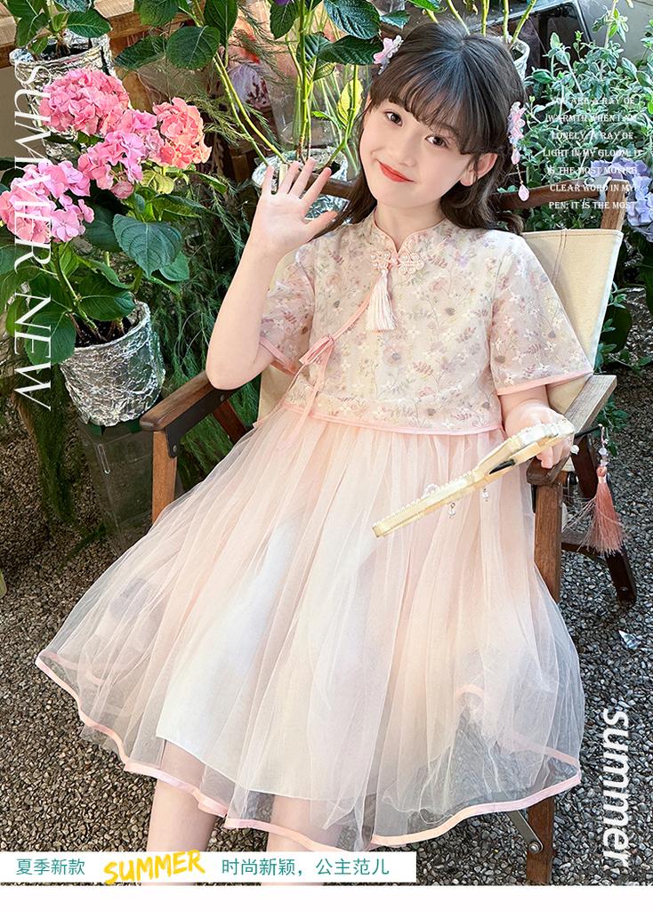 Girls' dress summer dress 2026 new style children's western-style Chinese style dress, girls' fashionable Chinese cheongsam princess dress