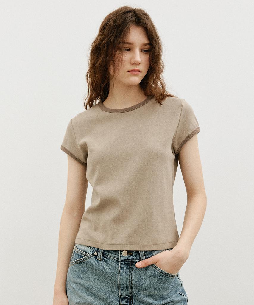 ARTID Waffle Ringer Short Sleeve T-Shirt_Beige