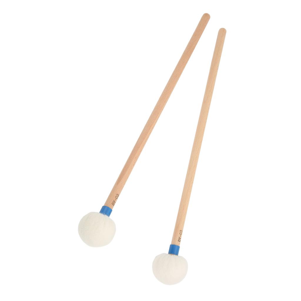 2 Stück Trommelschlägel Filzkopf Holzgriff Rutschfest Instrument Zubehör Set Kit zum Spielen Blau
