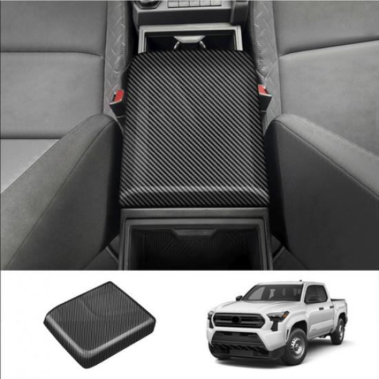 Carbon Fiber Look Central Storage Box Decor Cover For Toyota Tacoma 2024