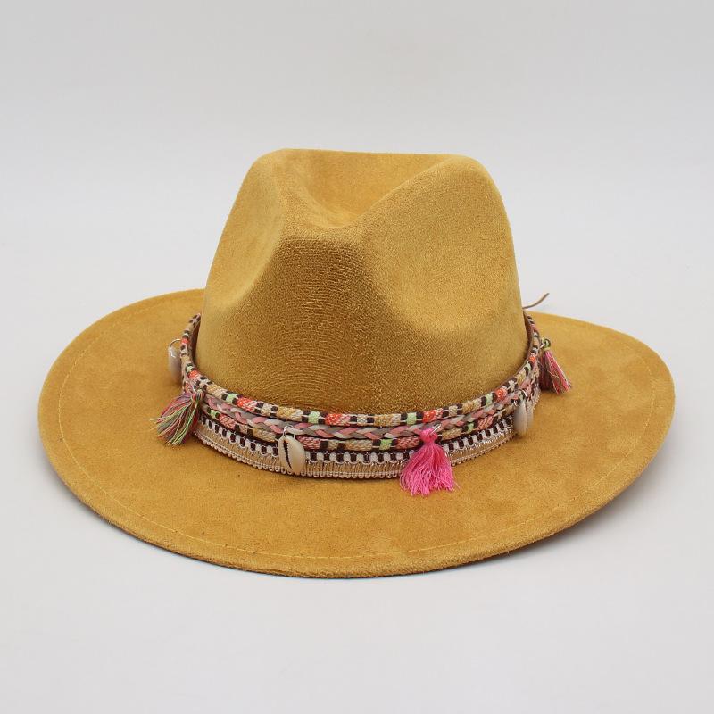 Premium Ethnic Style Fringed Accessories Cross-Border Amazon Cowboy Hat Suede Western Prairie Top Hat Jazz Hat