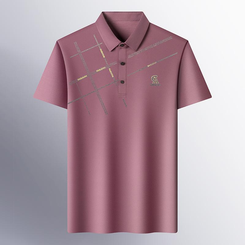 

Новая мужская футболка среднего возраста с короткими рукавами и лацканами, деловая повседневная мужская летняя свободная и тонкая мужская футболка с половиной рукава 3XL