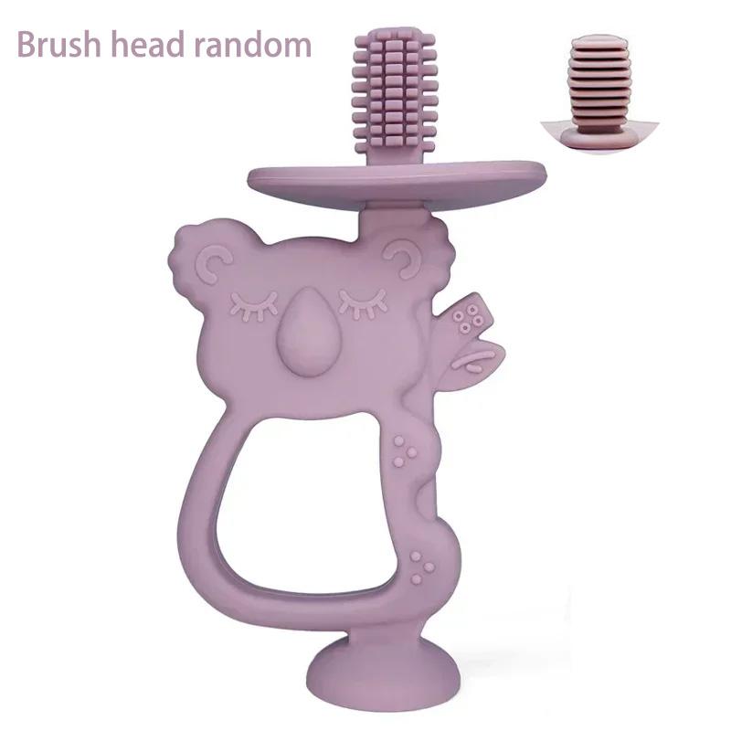 Animal Koala Safe Toddle Teether Chew Plaything Teething Ring Infant Baby Silicone Training Toothbrush Bpa Free Rodent Baby Accessorie