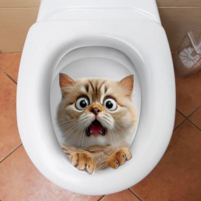 3D Cartoon Vivid Cat Toilet Stickers, Cute Animal Dog Squirrel Toilet Stickers, Bathroom Decoration, Waterproof Stickers