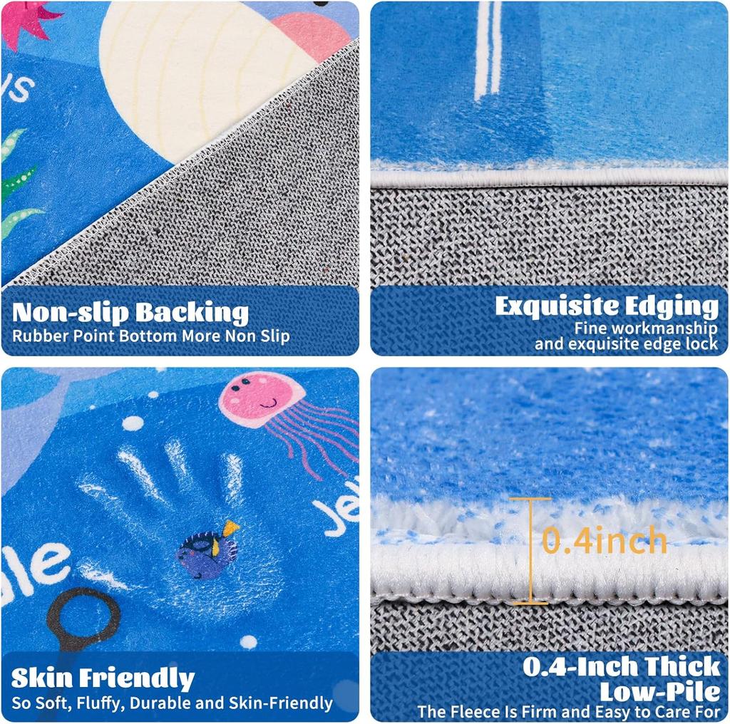 Kids Rugs for Playroom,59"X39.4" ABC Alphabet Whale Kids Rug,Non-Slip Ocean Kid Rug Play Mat,Washable Educational Classroom Rug Kids Area Ca