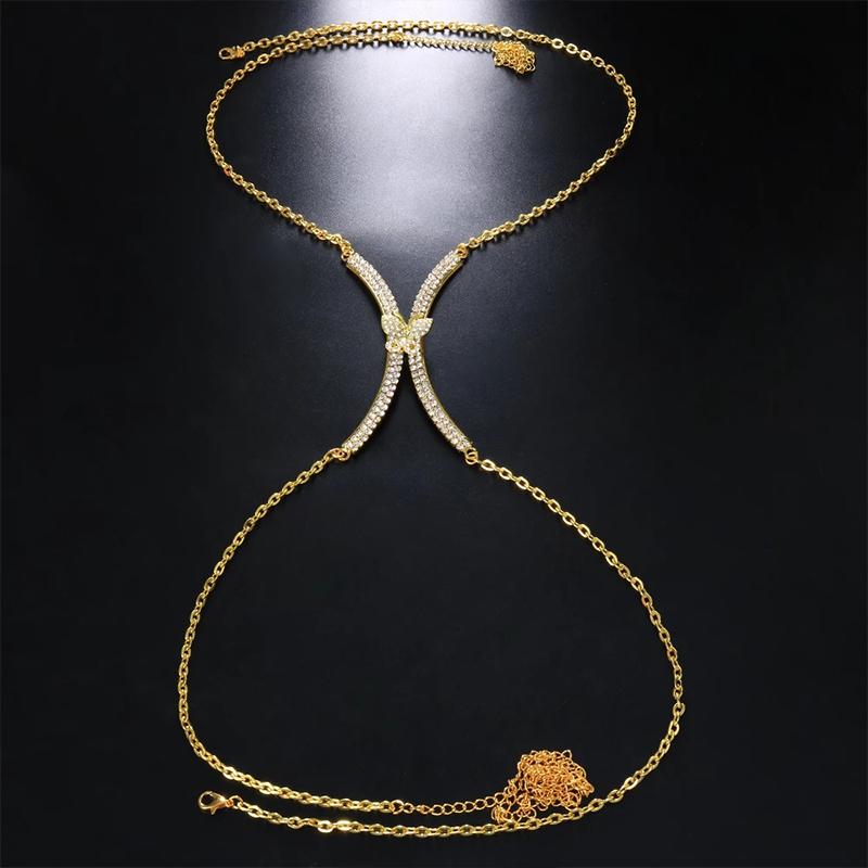 

Stonefans нижнее белье с кисточками и бабочками для девочек и женщин, сексуальный бюстгальтер, ювелирные изделия со стразами, сексуальный бюстгальтер для ночного клуба, топ, п... Gold Butterfly