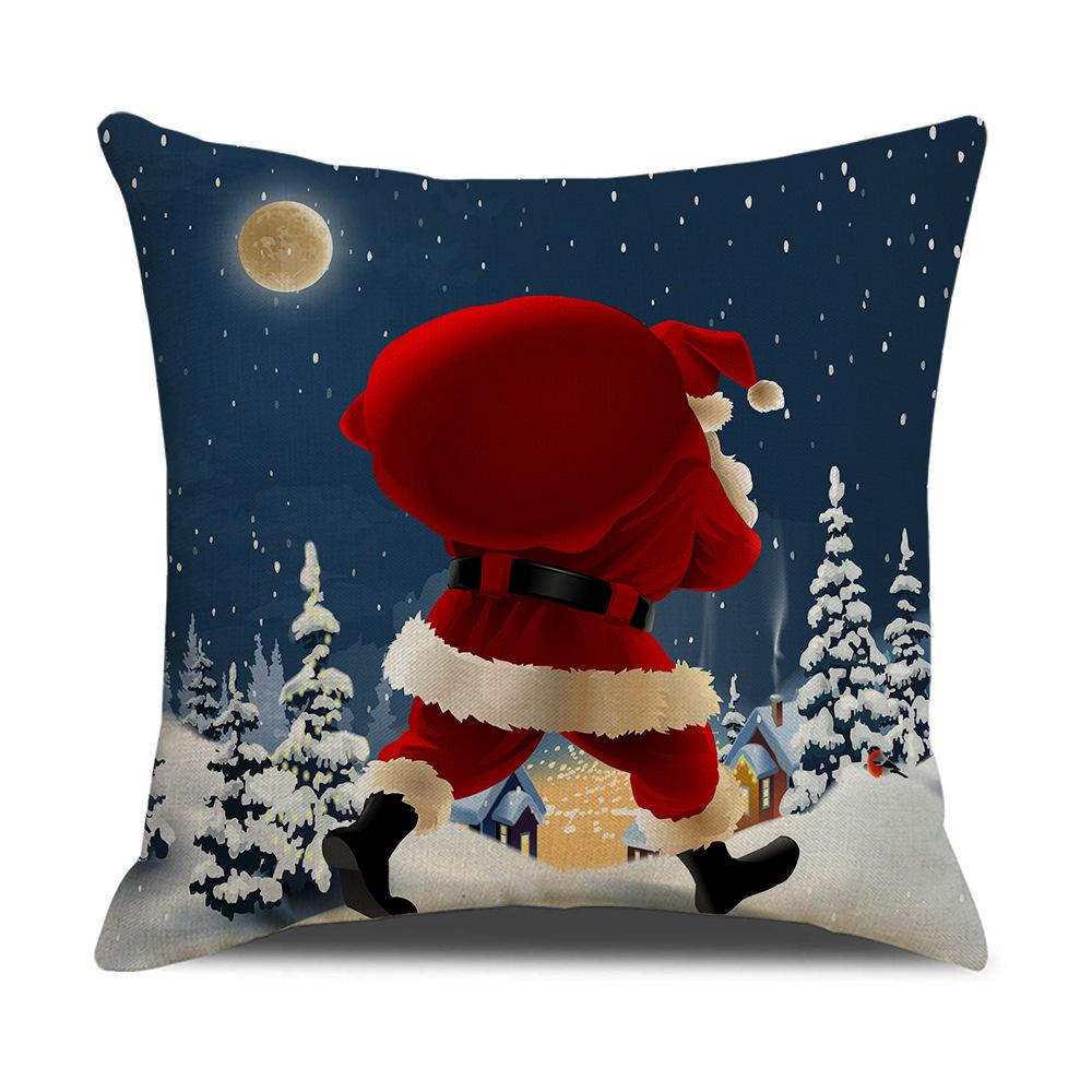Cartoon Santa Claus Reindeer Series Linen Pillow Cover Nordic Office Sofa Cushion Cover Cushion Cover