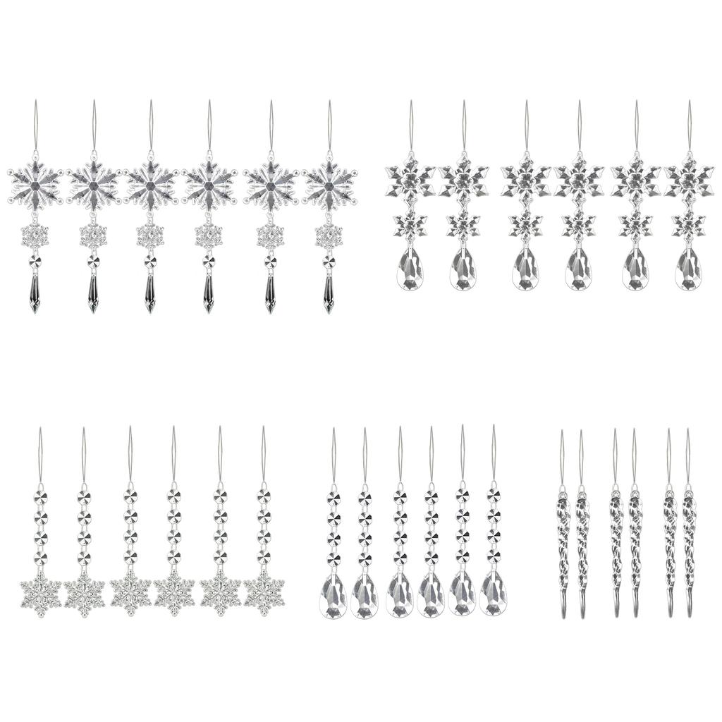 Acrylic Snowflake Pendant Multi-Purpose Icicle Drops Christmas Pendants Shiny Tree Hanging Ornament for Home Decor