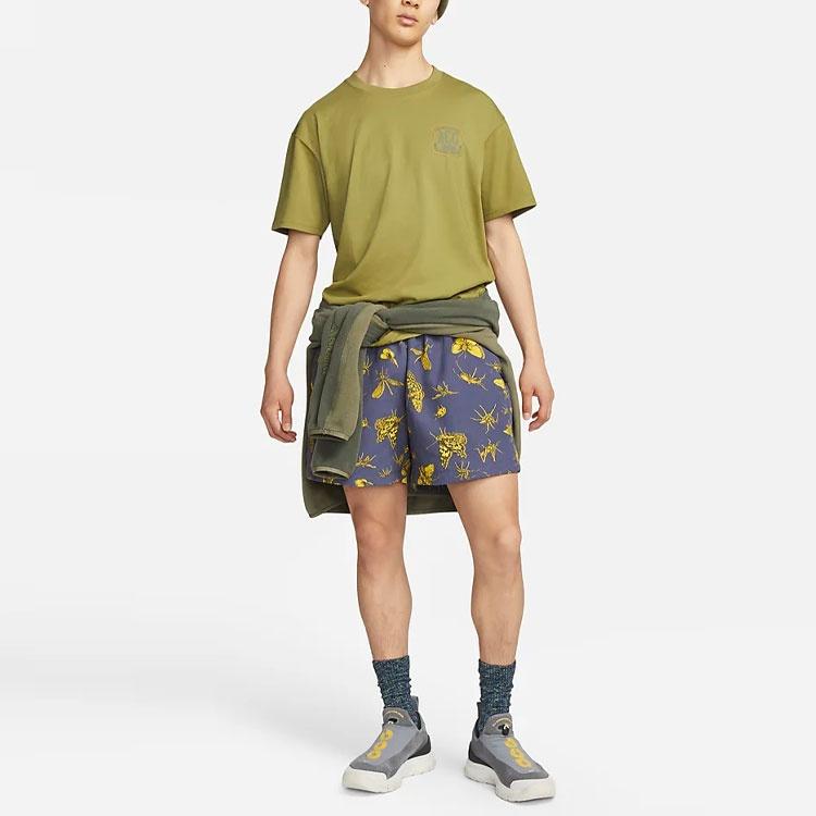 Men's Nike ACG Solid Color Alphabet Logo Printing Casual Round Neck Short Sleeve Green T-Shirt DR7758-378