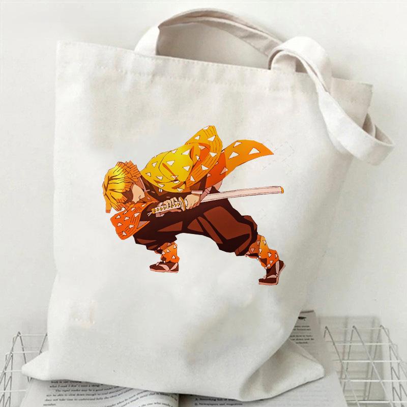 Japan Cartoon Comics Zenitsu Agatsuma Bedruckte Canvas-Tasche Große Kapazität Pendler-Tragetasche Lässige Umhängetasche für Damen 7563
