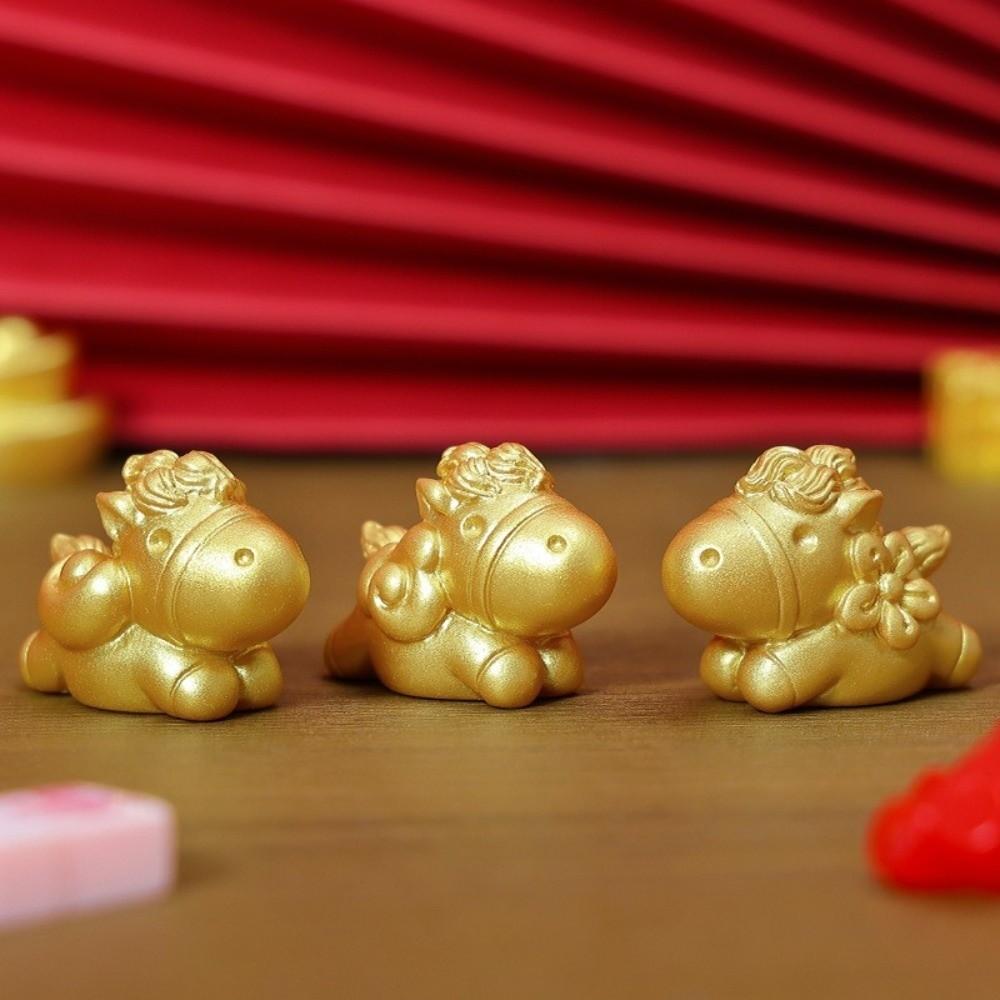 Resin Material Zodiac Horse Decorations DIY Decorations Golden Horse Ornament  Home Decor