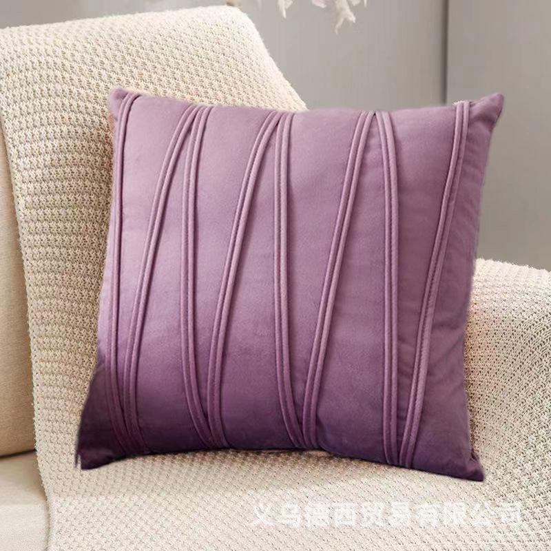 Velvet Sofa Cushion Plush Model Room Pillow Ins Solid Color Twill Pillow Case Office Bedside Pillow