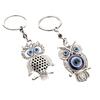 2Pcs Evil Eye Owl Keychains Metal Owl Bag Charm Backpack Charm Retro Evil Eye Keychain for Women Purse Handbag