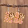 Creative 2026 Theme Earrings Acrylic Texture Geometric Earrings Ear Jewelry Suitable for Elegant Women Daily Wear