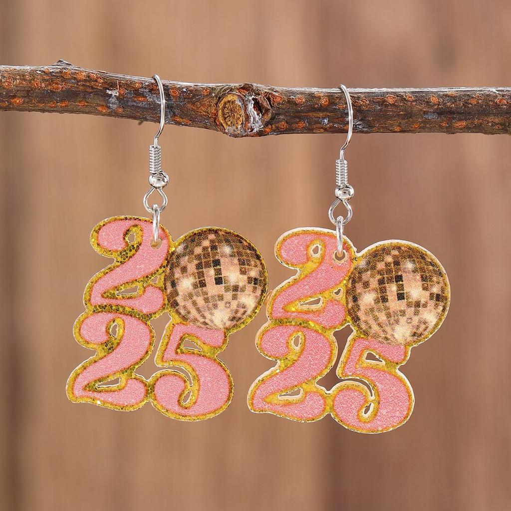 Creative 2026 Theme Earrings Acrylic Texture Geometric Earrings Ear Jewelry Suitable for Elegant Women Daily Wear