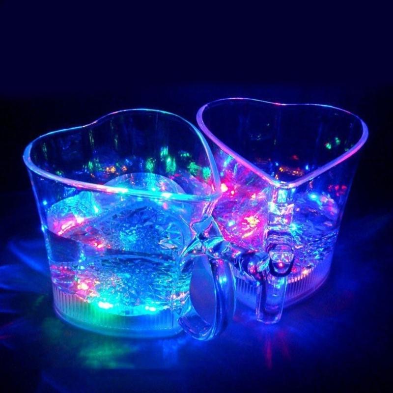 Changing Color Cup Love Heart Cup with LED Light Colorful Cups Drinking Cup Wine Cups PP Texture Suitable for Wine
