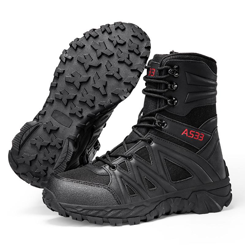 Men's High-Top Combat and Mountaineering Boots – Large Size Outdoor Hiking & Training Footwear, Special Forces Desert Style
