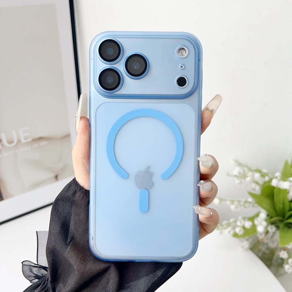 KEYSION Ultradünne Matte Klare Hülle für Magsafe für iPhone 13 14 15 Pro Max 15 Plus Magnetische Kabellose Lade-Rückabdeckung