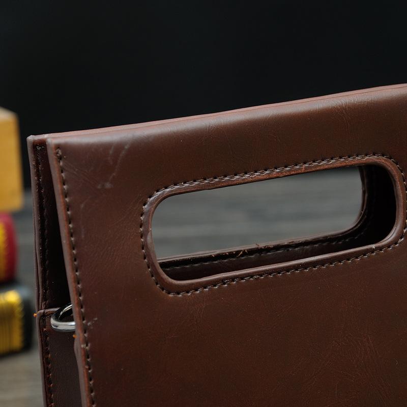 Men's One-shoulder Crossbody Bags Korean Retro Business Casual Car Stitching Waterproof Zipper Handbag