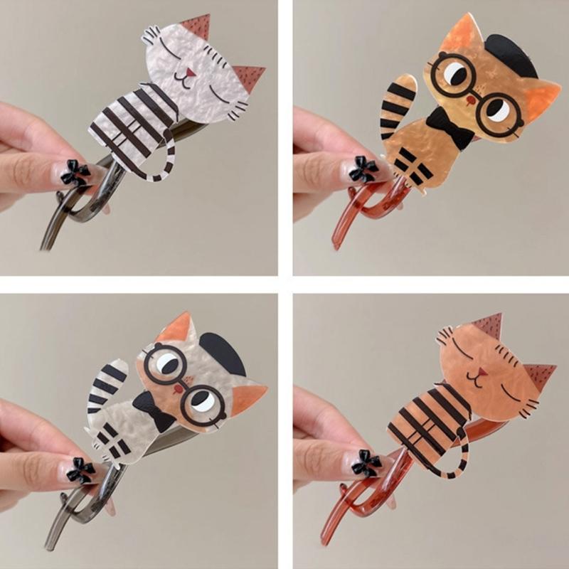 1PC Kitty Shaped Barrettes Nonslip Grip Lightweight Hair Accessories Acrylic Barrettes For Different Hairstyles