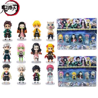 6Pcs/Set Demon Slayer Version Standing Figure Toy Anime Kimetsu Yaiba Tanjiro Nidouzi Inosuke Zenizu Figurine Model Q PVC No Kid Friendly Entertaining
